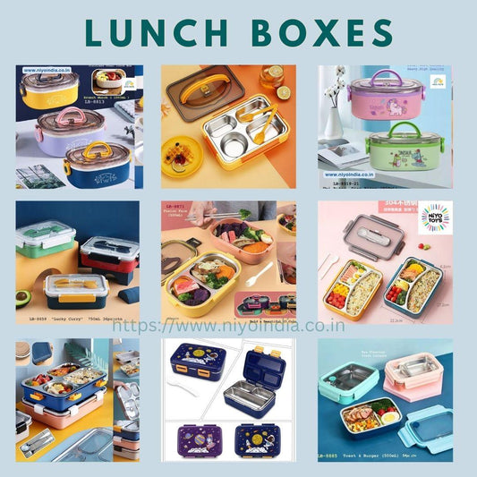 Colorful lunch boxes with various healthy meals showcasing healthy lunchbox ideas for kids