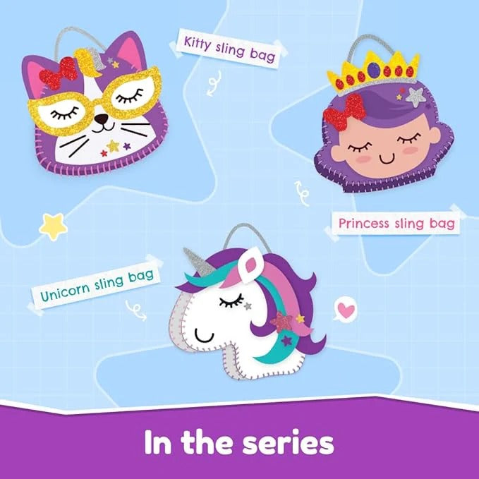 NIYO TOYS colorful kids sling bags featuring kitty, princess, and unicorn designs for playful style