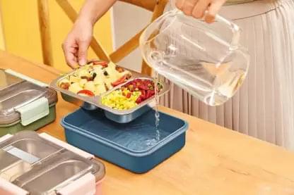 2 Compartment Slim Lunch Box Thermal Stainless Steel ( 500ml ) NIYO TOYS