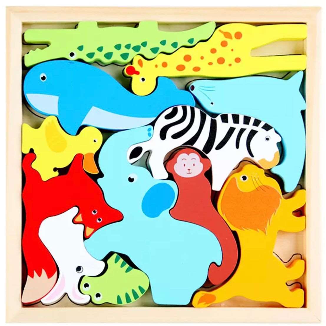 Baby Toys 3D Animal, Fruit, Vegetable Wooden Puzzle Jigsaw Toys for Kids