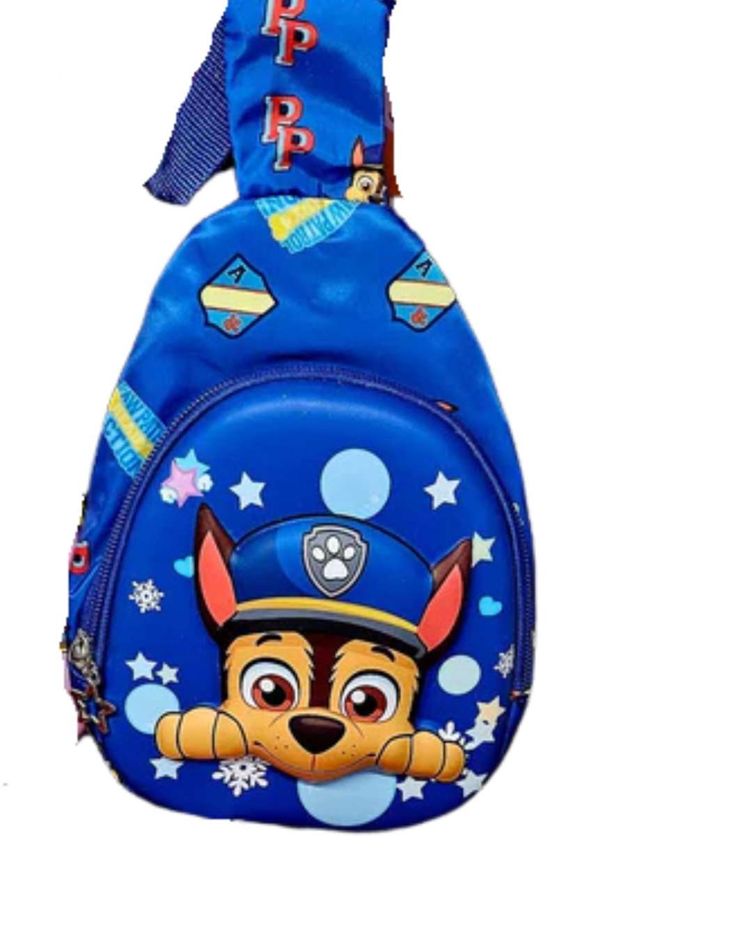 NIYO TOYS 3D toddler chest bags featuring a playful Paw Patrol design in blue