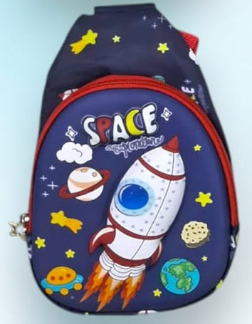 NIYO TOYS 3D toddler chest bags featuring a colorful rocket design for fun back to school adventures