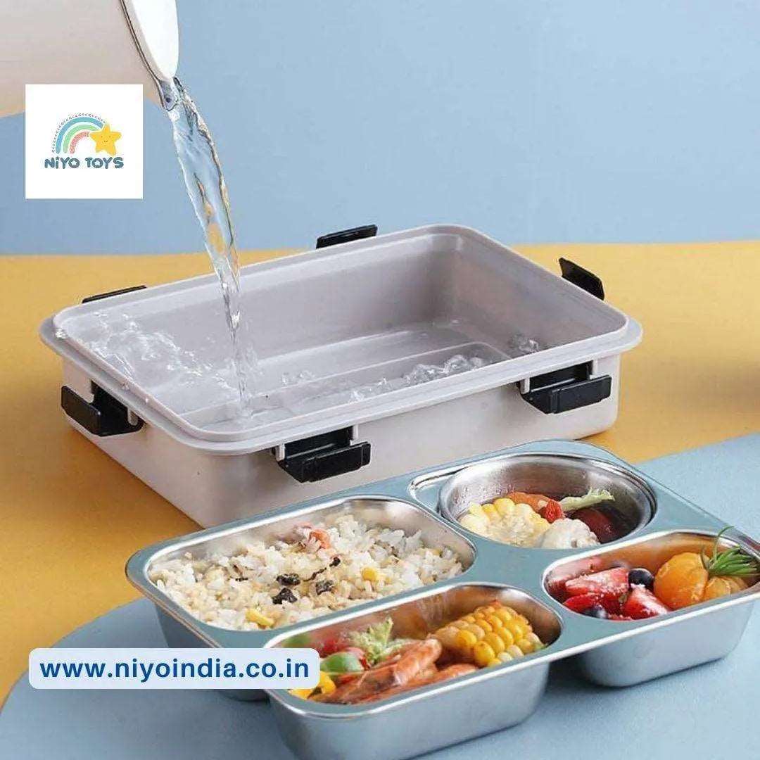 4 Compartment Bento Lunch Box Stainless Steel NIYO TOYS