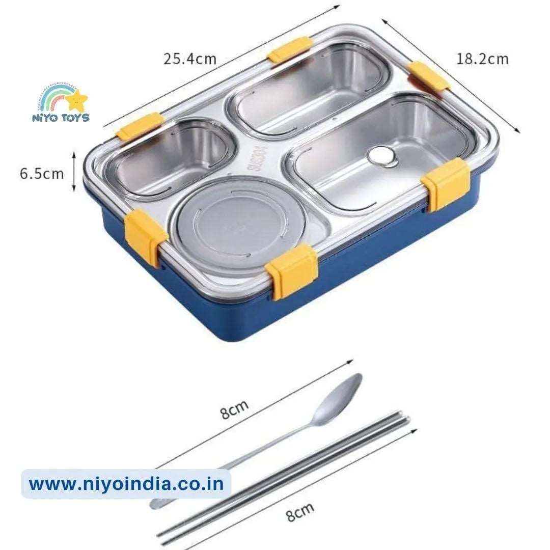 4 Compartment Bento Lunch Box Stainless Steel NIYO TOYS