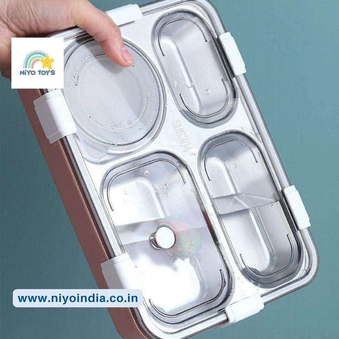 4 Compartment Bento Lunch Box Stainless Steel NIYO TOYS
