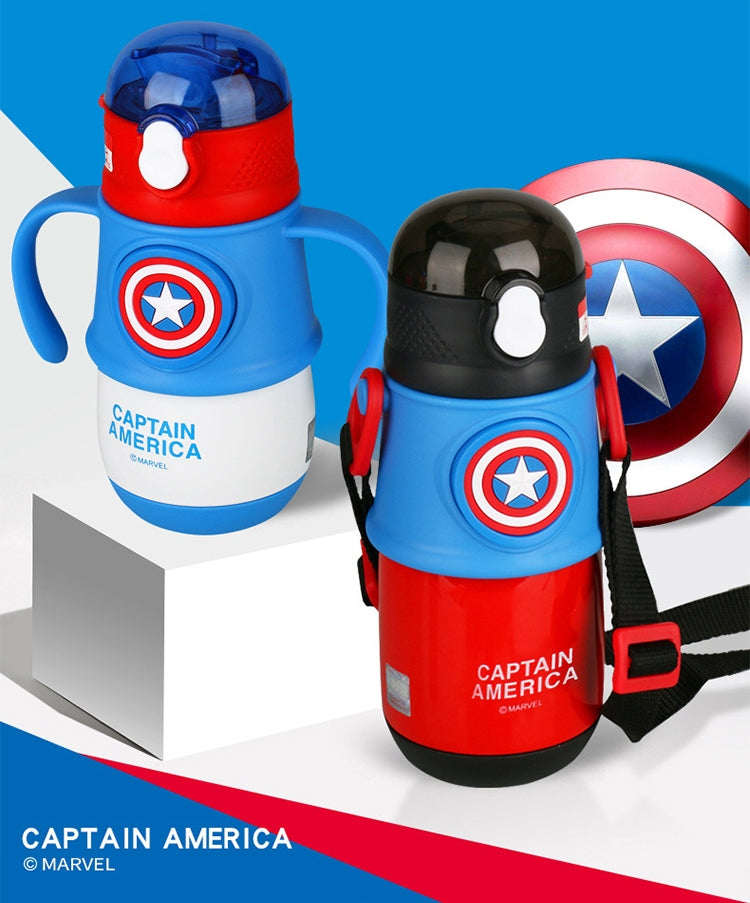Marvel Captain America Premium Kids Bottle – 300ML | Hot & Cold Stainless Steel Flask with Dual Handles & Strap NIYO TOYS
