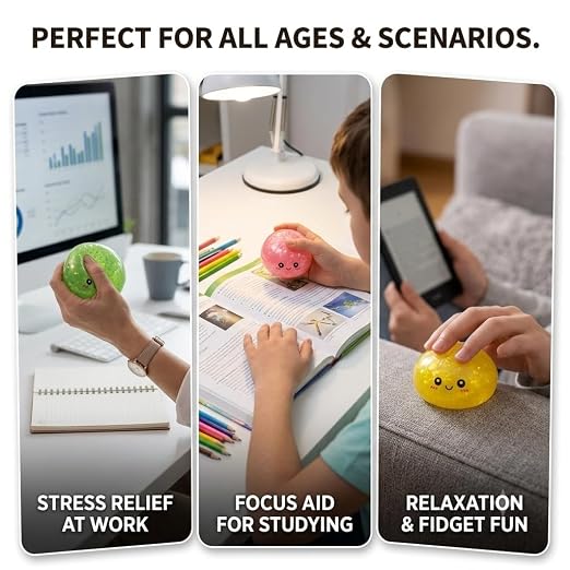 Kawaii Squishy Bun Dumpling Fidget Toy with Glitter – Random Color