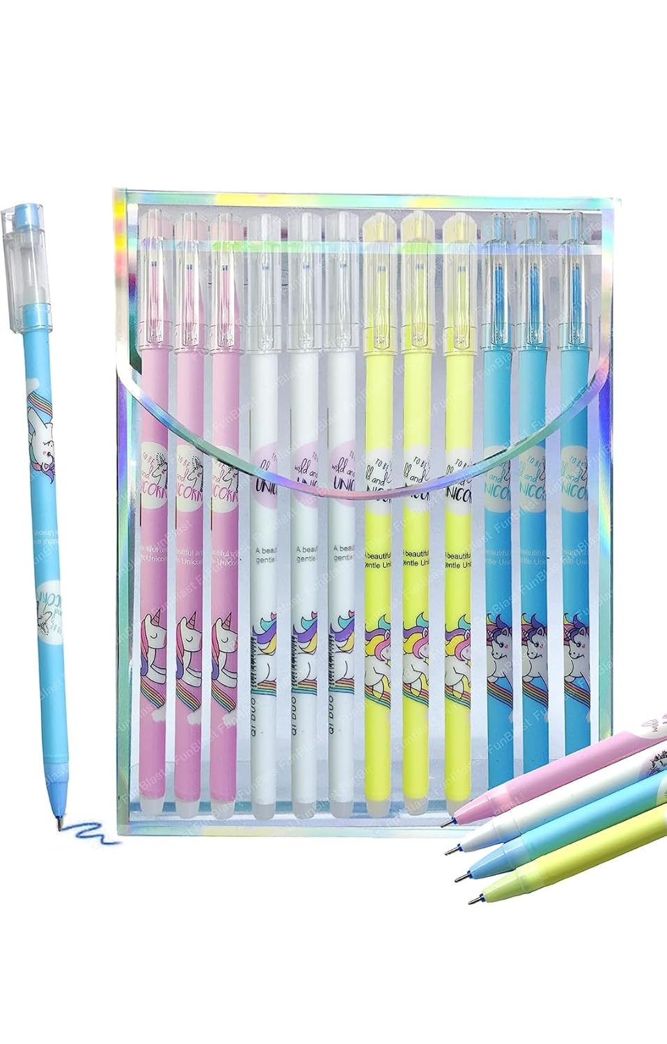 Cute printed gel pen multicolour pack of 12 pens (UNICORN )