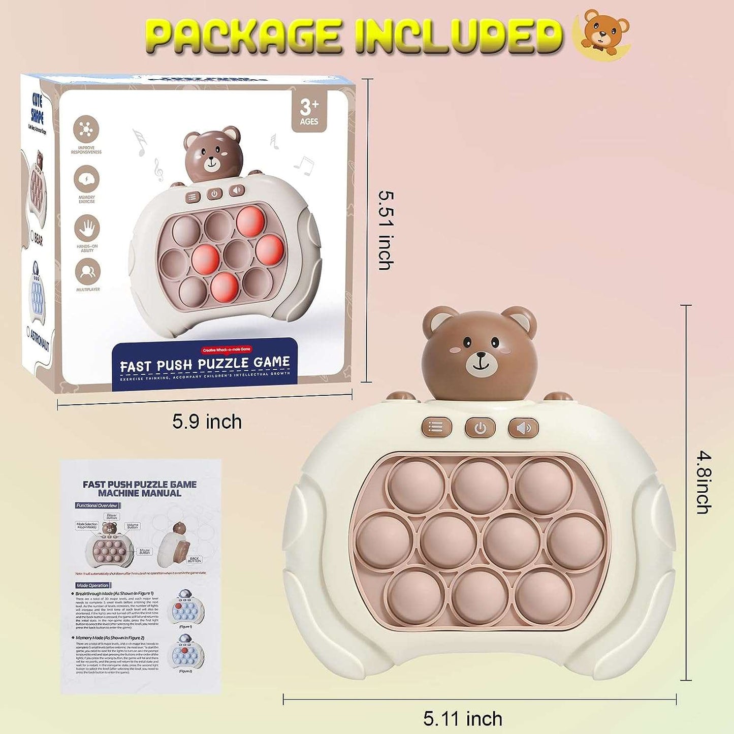 Anti Stress Sensory Bubble Pop Fidget Toys 4 Modes Quick Push Puzzle Handheld Flashing Console Toy For Kids And Adults NIYO TOYS