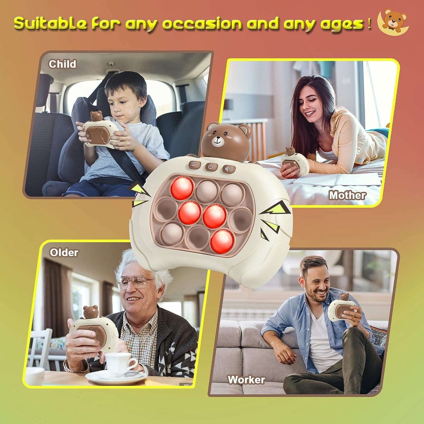 Anti Stress Sensory Bubble Pop Fidget Toys 4 Modes Quick Push Puzzle Handheld Flashing Console Toy For Kids And Adults NIYO TOYS