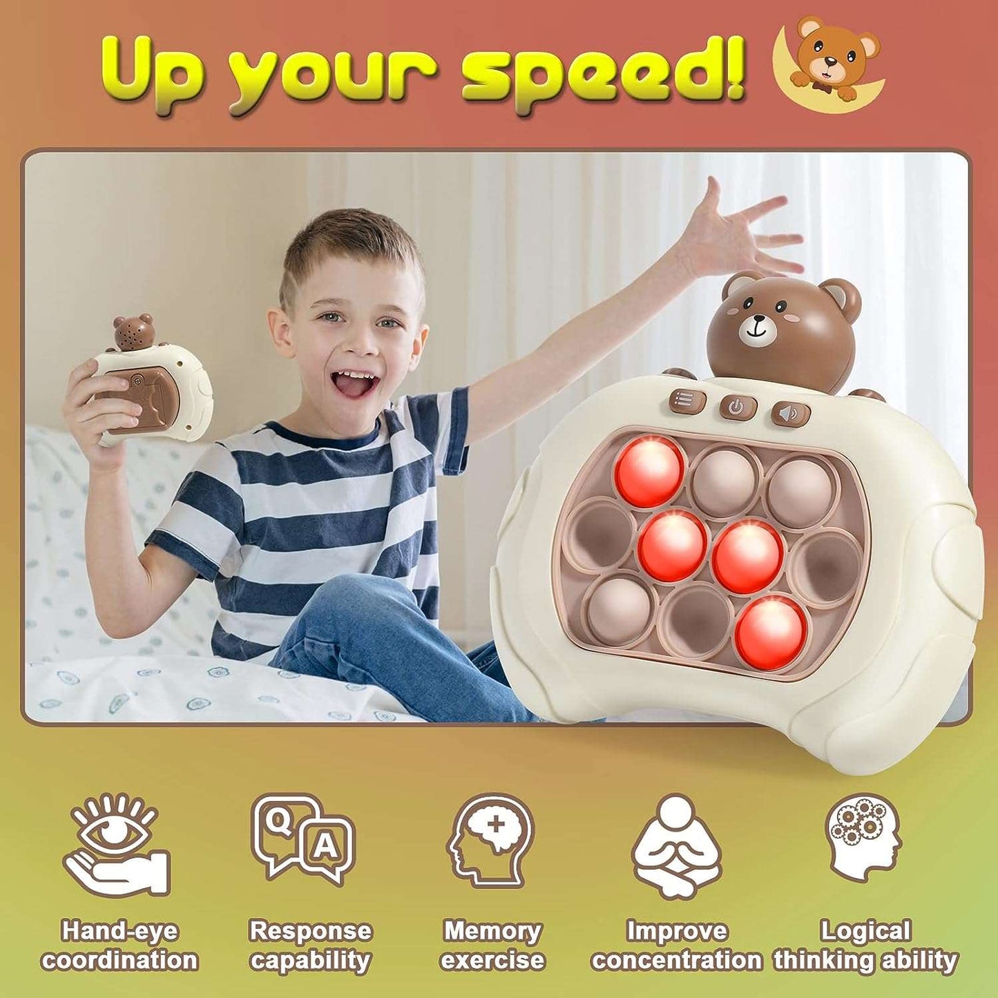 Anti Stress Sensory Bubble Pop Fidget Toys 4 Modes Quick Push Puzzle Handheld Flashing Console Toy For Kids And Adults NIYO TOYS