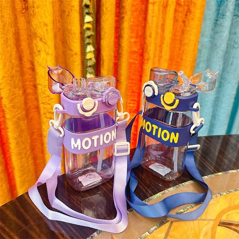 Double Mouth Square Shape Portable Drinking Cups with Straw 600 ml Bottle NIYO TOYS