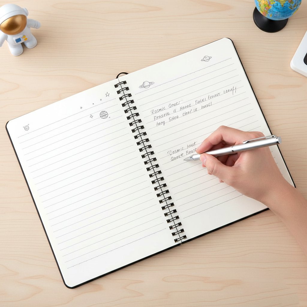 Space Adventure Spiral Notebook with Astronaut Design & Space Stickers