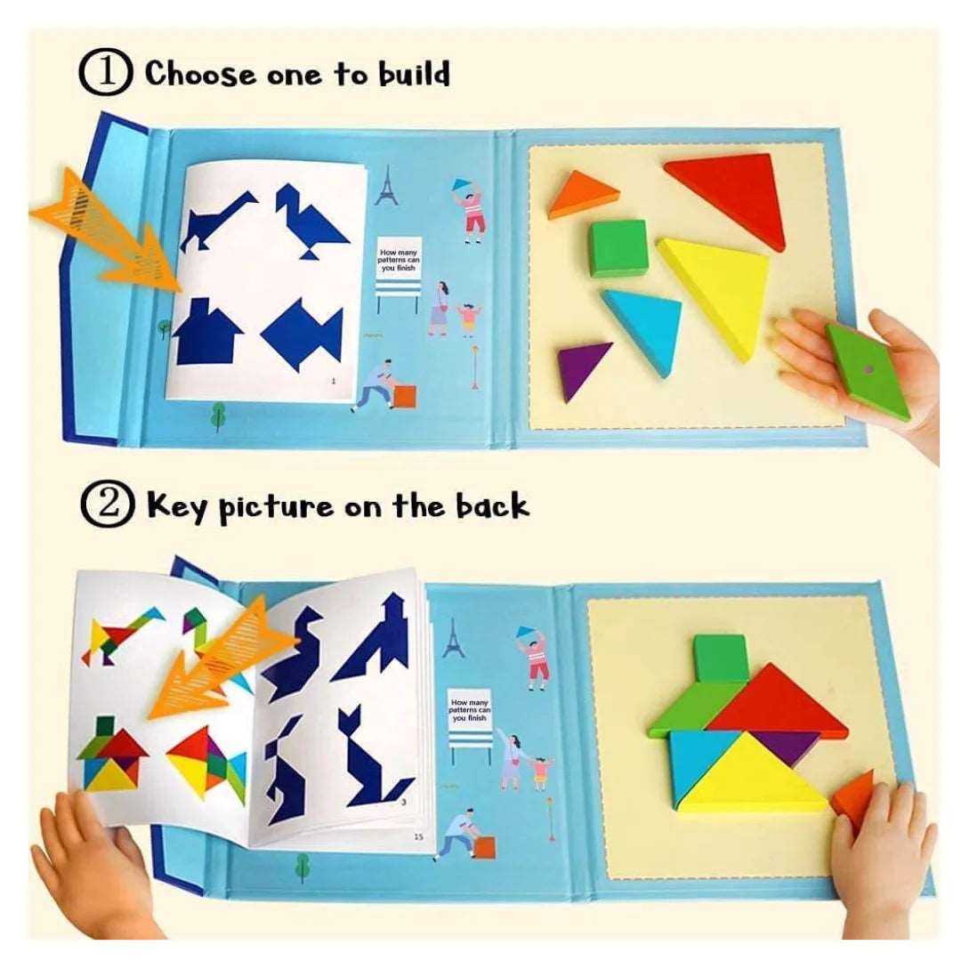 Magnetic tangram book