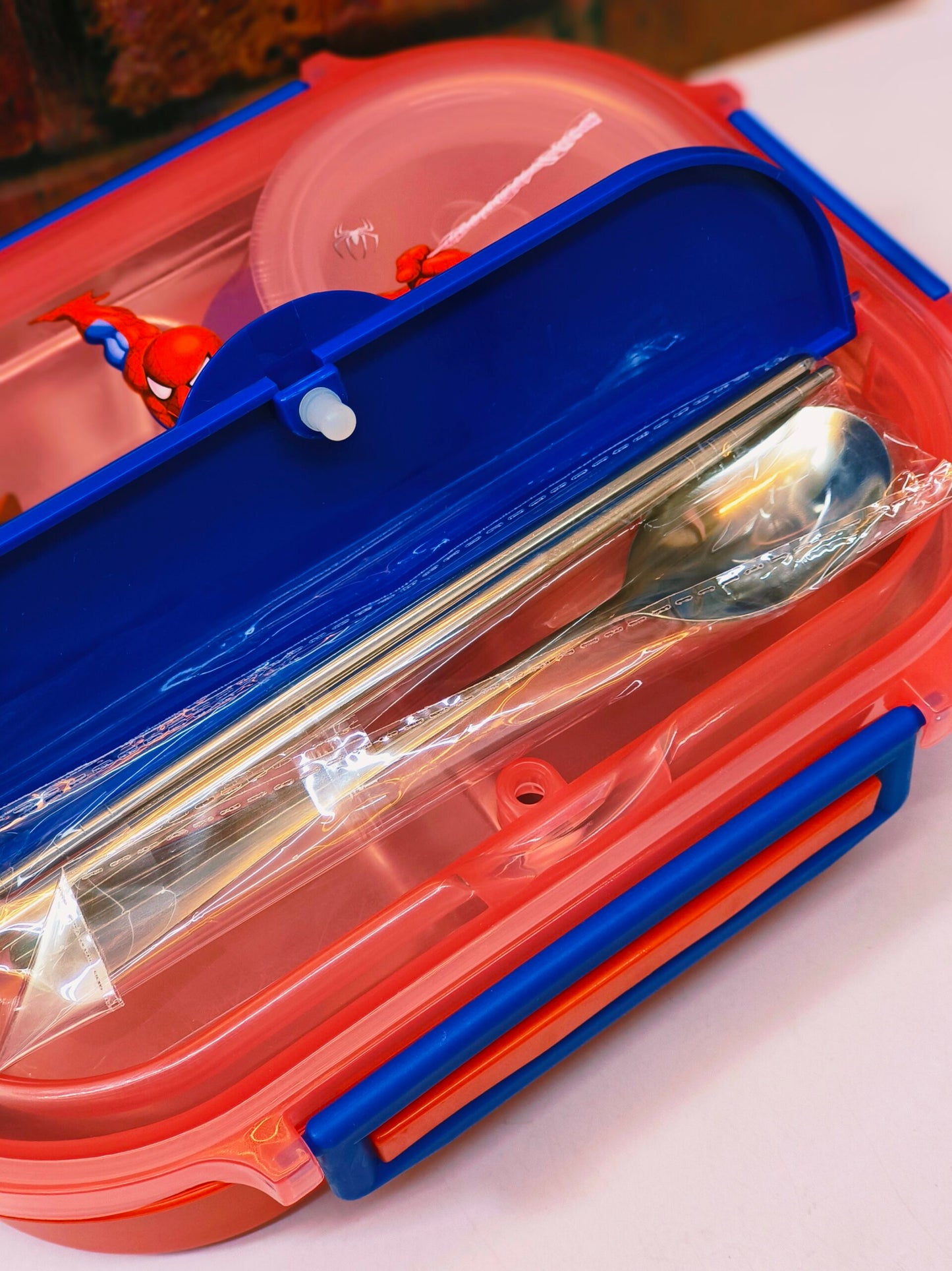 Spiderman 4 Sections Bento Lunchbox with Steel Container NIYO TOYS