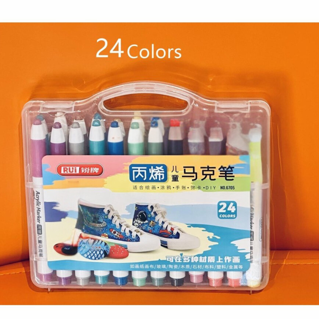Acrylic Paint Marker Pens | 24 Shades Box | Works on all surface | Long Lasting