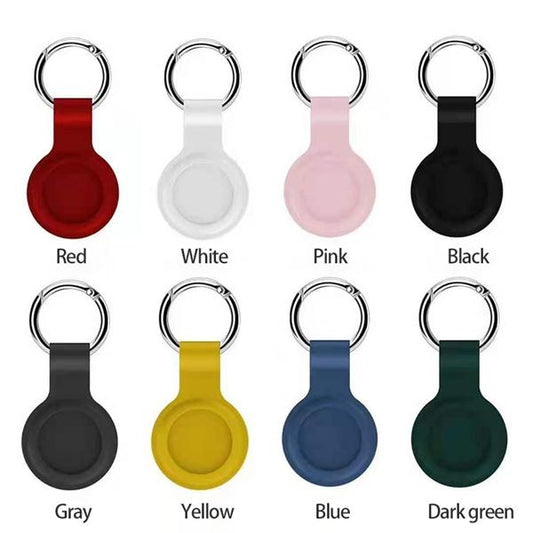 NIYO TOYS Airtag silicone case cover available in various colors including red, white, pink, black, gray, yellow, blue, and dark green