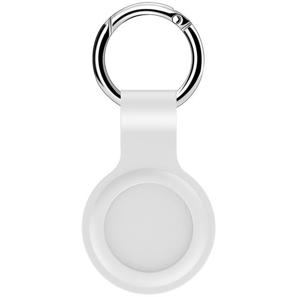 NIYO TOYS Airtag silicone case cover in white with keyring for enhanced tracking protection