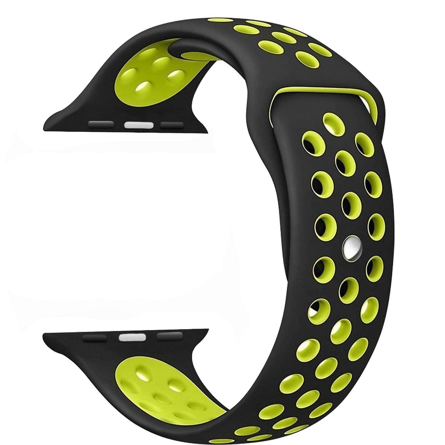 NIYO TOYS Black and Lime Green Silicone Smartwatch Band with Breathable Holes for Active Lifestyle