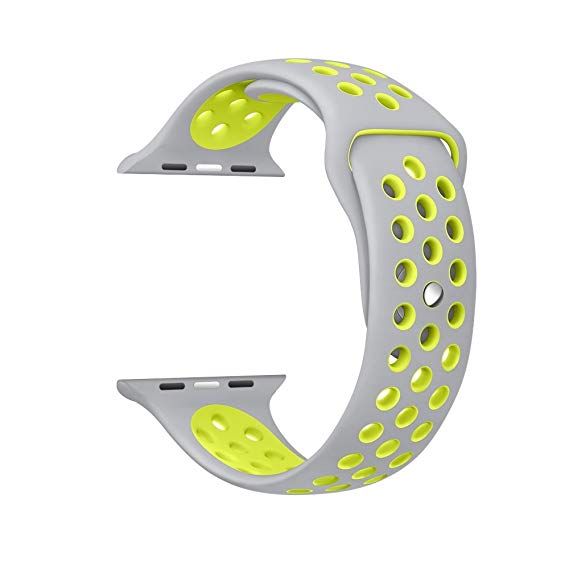NIYO TOYS Grey and Neon Yellow Sports Watch Band with Breathable Design for Active Lifestyles