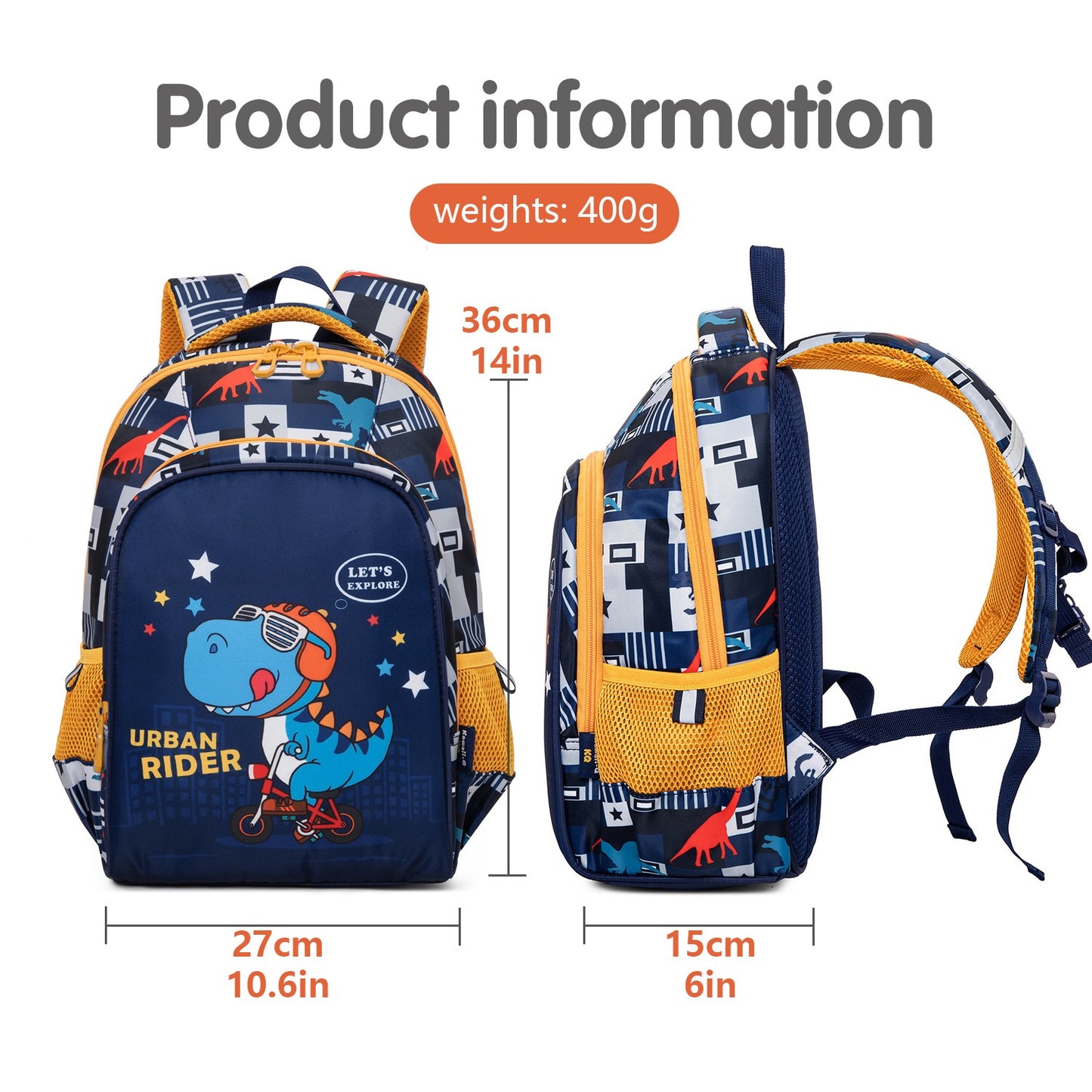 NIYO TOYS back to school dino backpack with vibrant colors and spacious design for kids