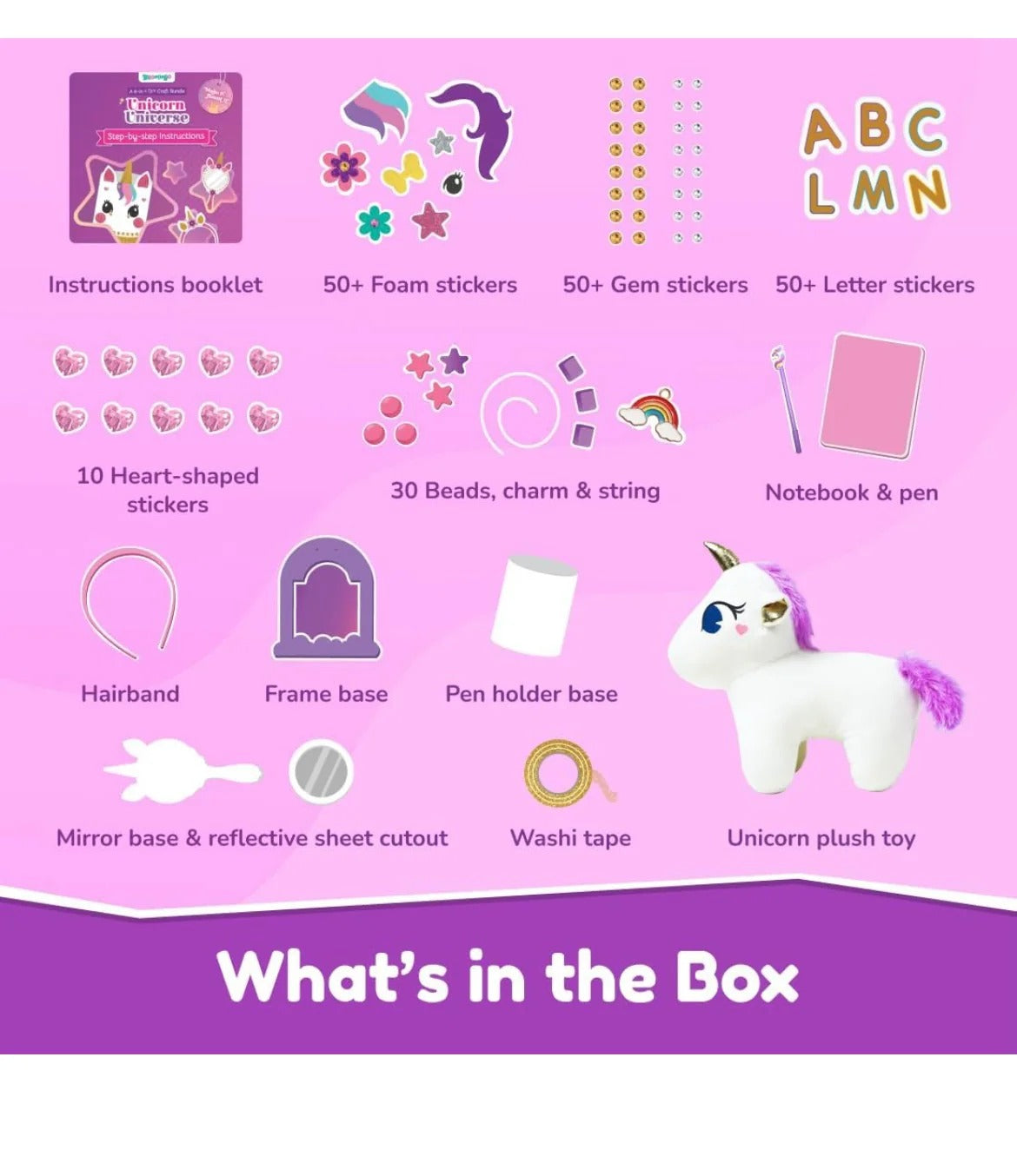 NIYO TOYS unicorn plush toy craft kit includes stickers beads notebook hairband mirror and decorative accessories