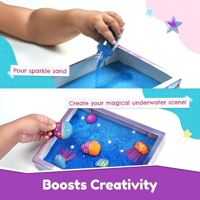 NIYO TOYS sparkle sand toy kit with colorful underwater creature figures for creative play