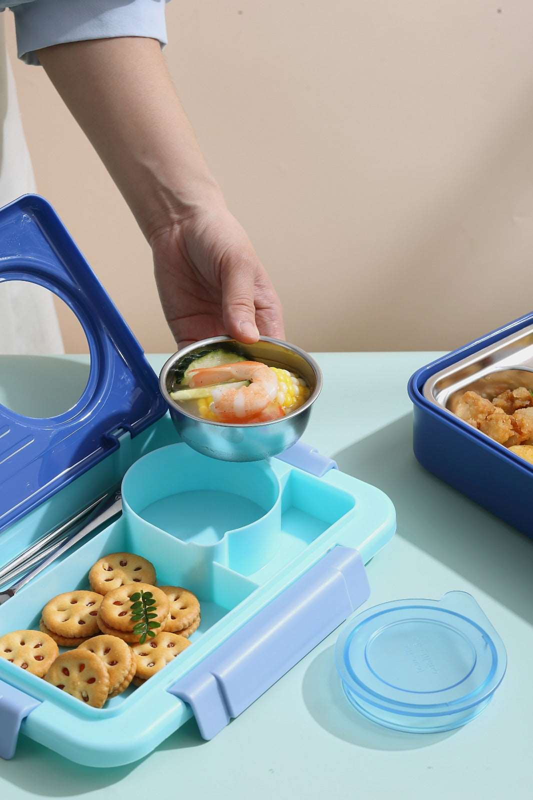 My Store leakproof lunch box for kids with separate compartments for food and snacks