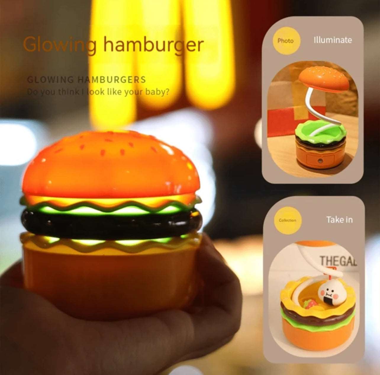 NIYO TOYS glowing burger lamp for kids with bright colors and fun design for nightlight use