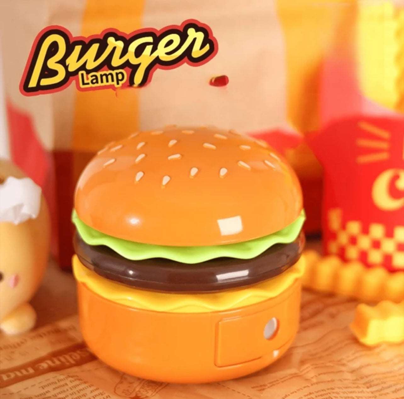 Colorful Burger Lamp for kids featuring a fun design and soft light for playful decor