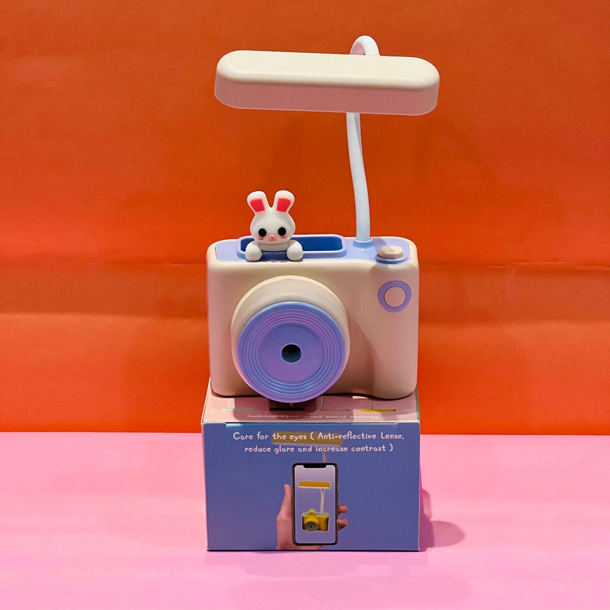 NIYO TOYS camera shaped table lamps featuring a playful design with a bunny on top