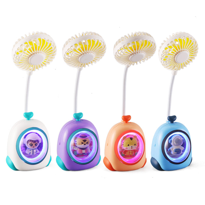 Colorful NIYO TOYS cartoon USB fan for kids with cute character designs and LED lights
