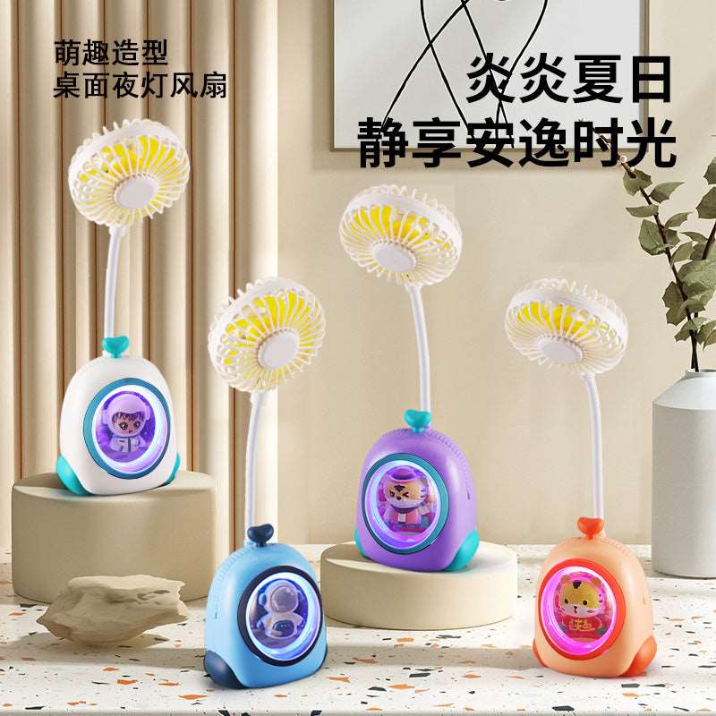 Colorful cartoon USB fan for kids with adjustable speed and cute designs, perfect for summer use