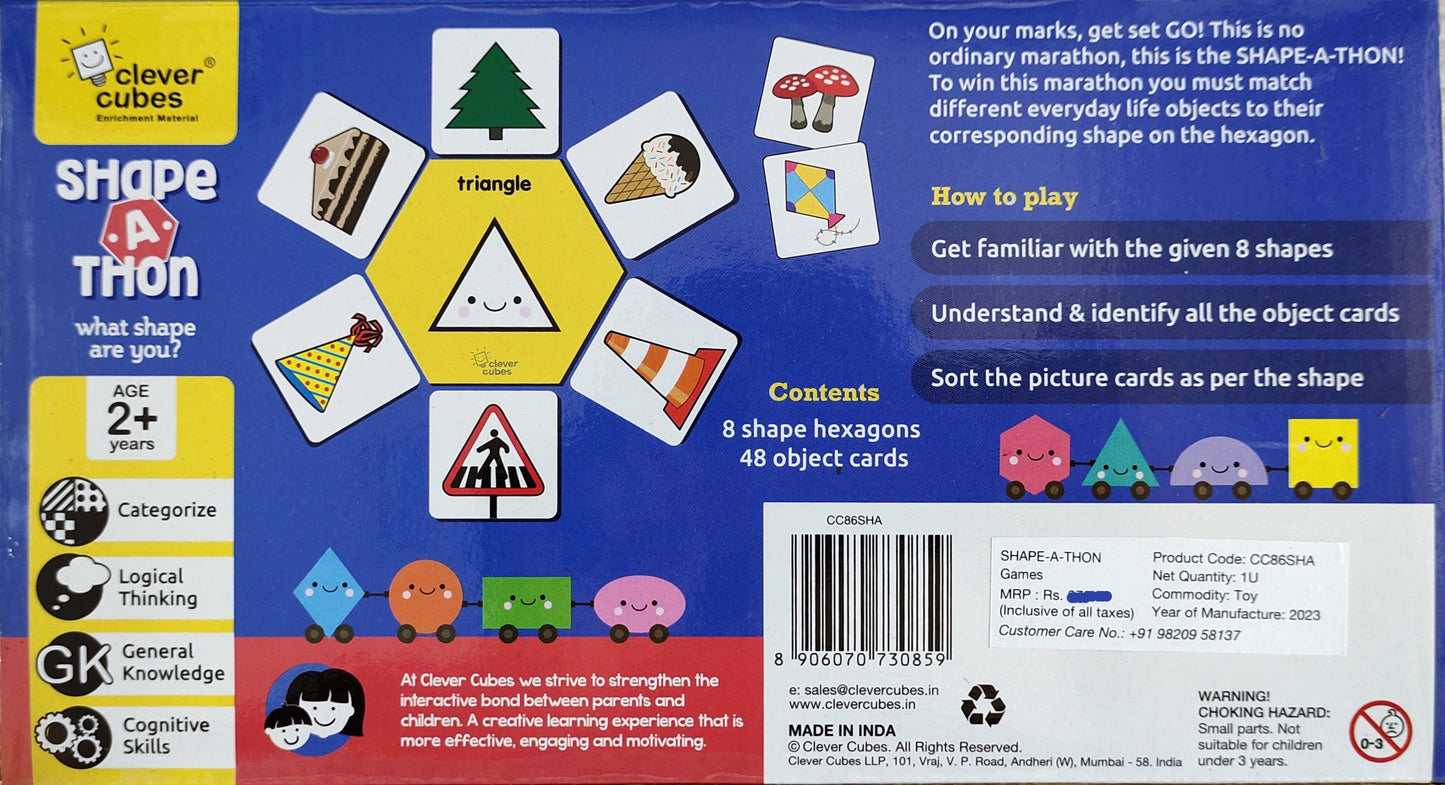 Colorful Shape-A-Thon shape sorting toys for ages 2+, designed to enhance logical thinking and shape recognition