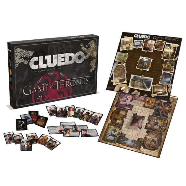 Cluedo Game of Thrones board game featuring character cards and an intricate game board