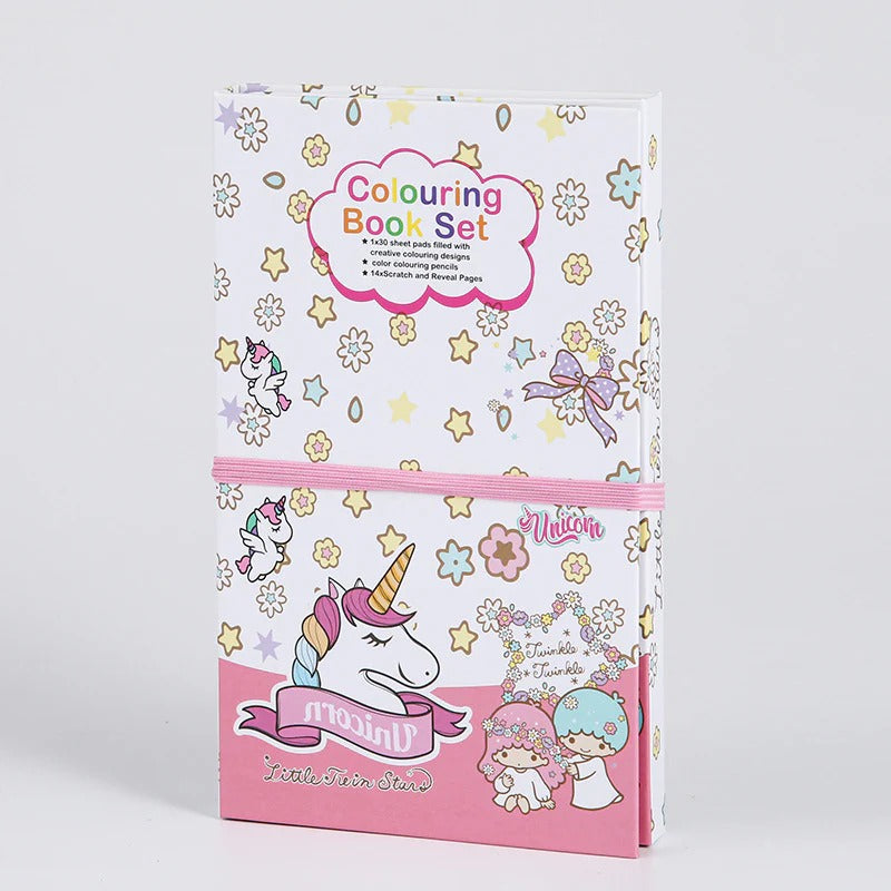 Niyo Toys Unicorn themed coloring book set with pencil colors and creative designs