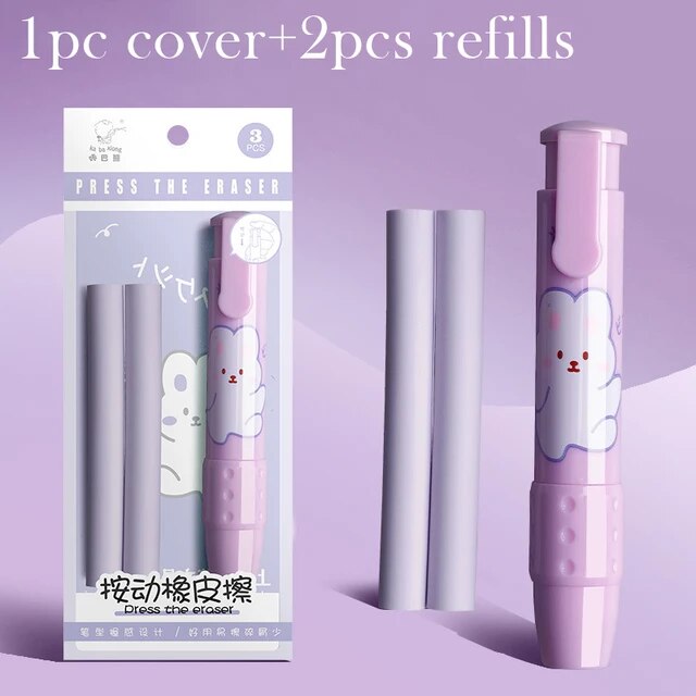 NIYO TOYS cute retractable erasers for kids with adorable bear design and two refills