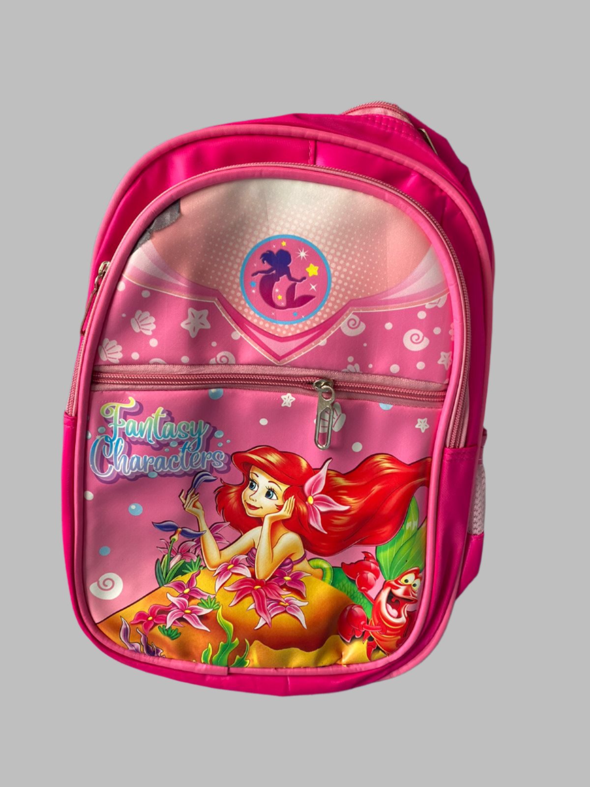 Disney backpack for kids featuring Ariel with colorful design and pink accents