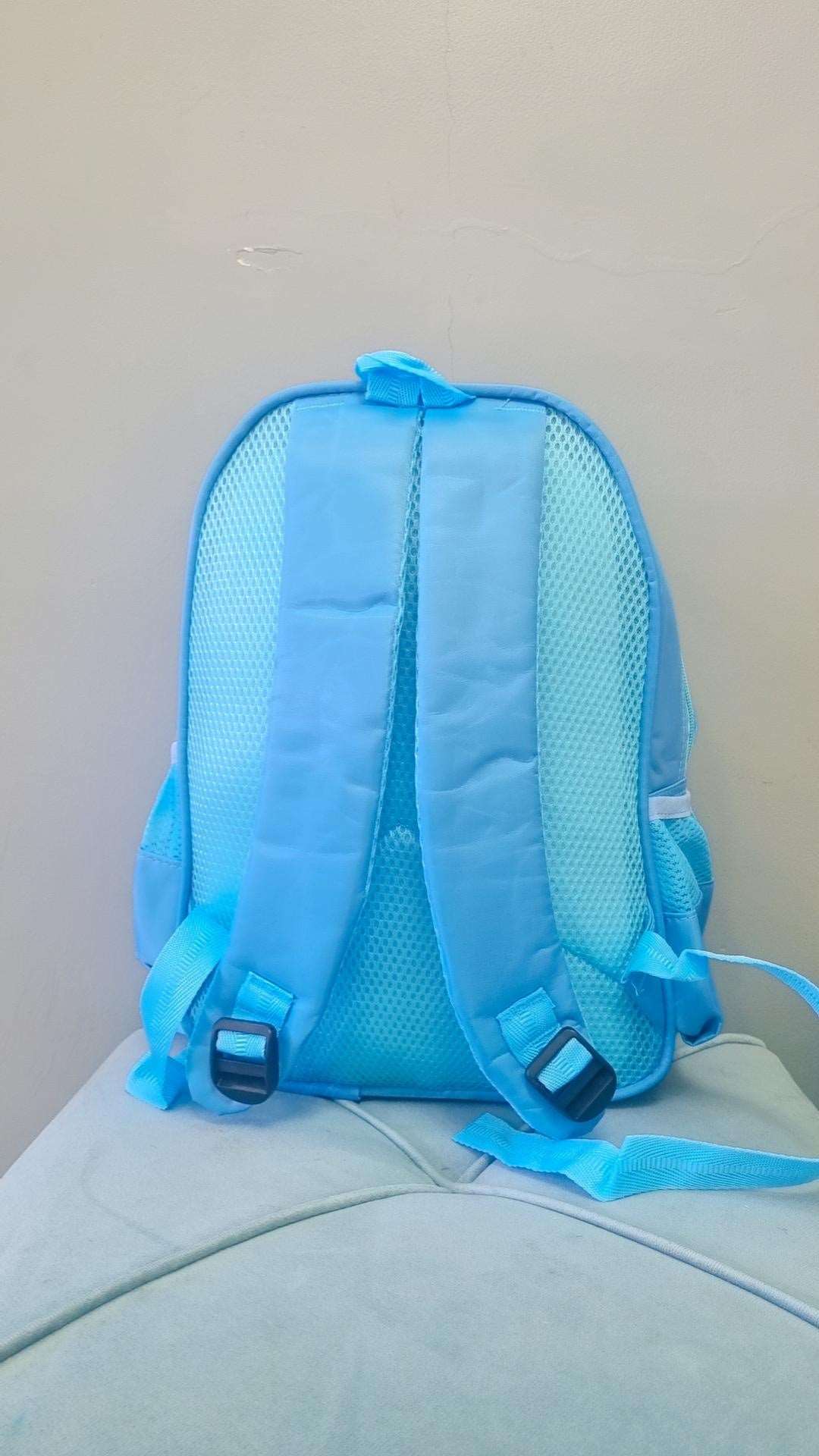 Light blue Disney backpack for kids with padded back and adjustable straps for comfort