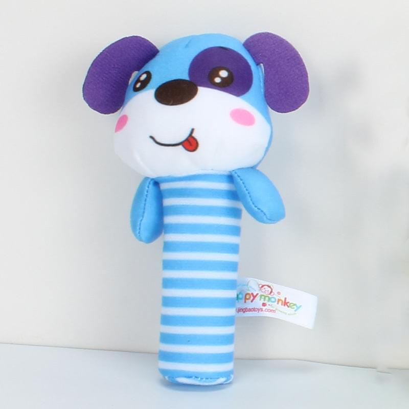 NIYO TOYS Dog Baby Squeaker Toy in Blue with Striped Body and Cute Dog Face Design