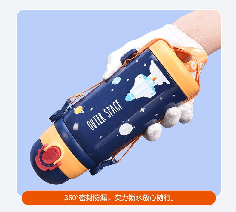 NIYO TOYS durable kids water bottle 450ml with space theme and secure flip lid for easy use