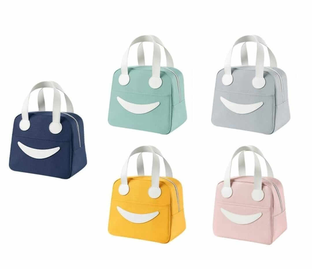 NIYO TOYS durable lunch bags for adults in various colors with cheerful smile design