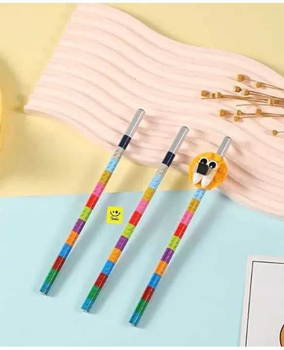 NIYO TOYS educational pencil with Lego topper in colorful design for creative learning