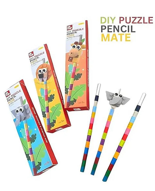NIYO TOYS educational pencil with Lego topper featuring colorful animal designs for creative learning