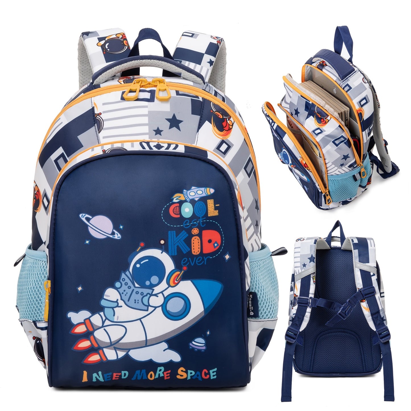 NIYO TOYS educational space theme backpack with astronaut design and multiple compartments for kids
