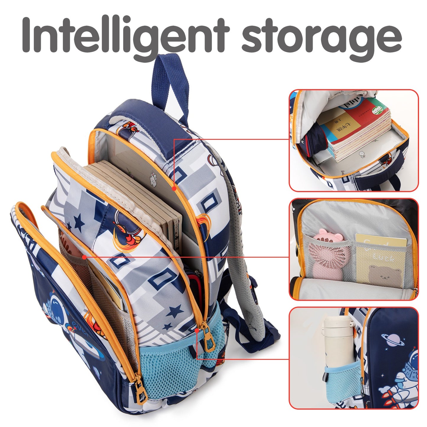 NIYO TOYS educational space theme backpack with intelligent storage compartments for school supplies