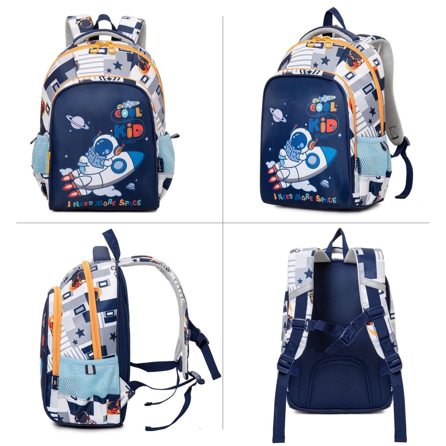 NIYO TOYS educational space theme backpack with colorful astronaut design and padded straps