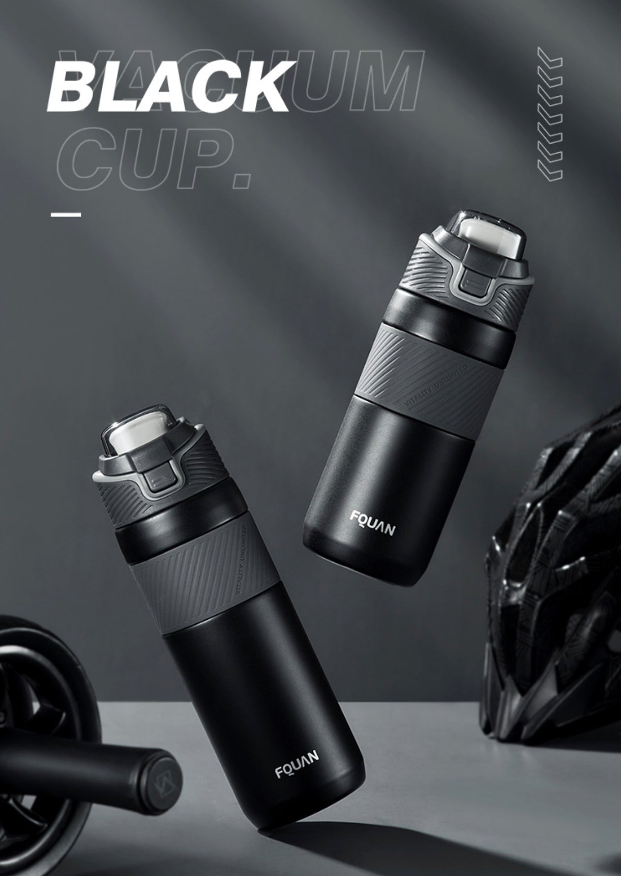 Two sleek black durable vacuum flask 660ml from NIYO TOYS with modern design and ergonomic grip