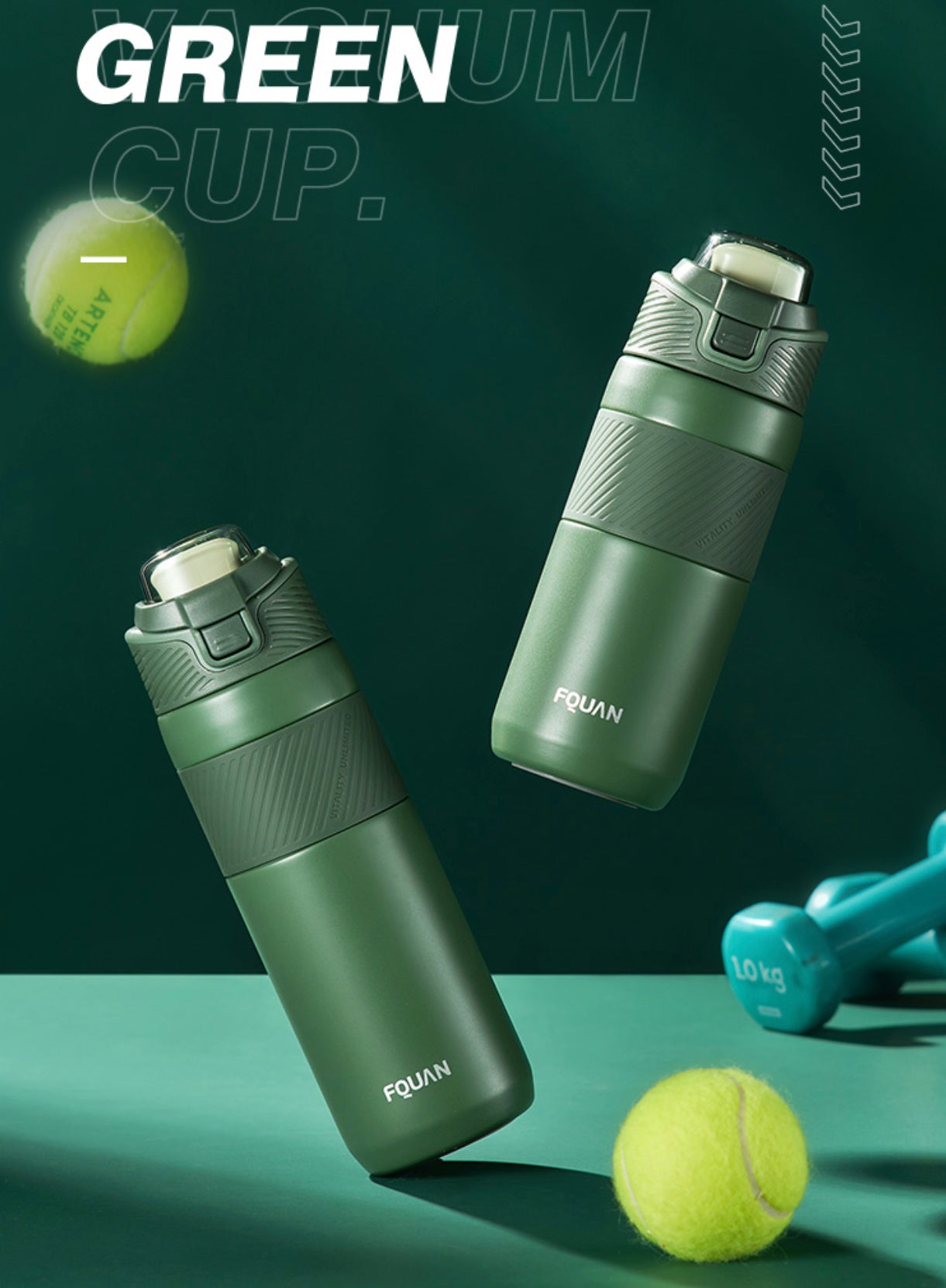 NIYO TOYS durable vacuum flask 660ml in green, ideal for sports and outdoor activities