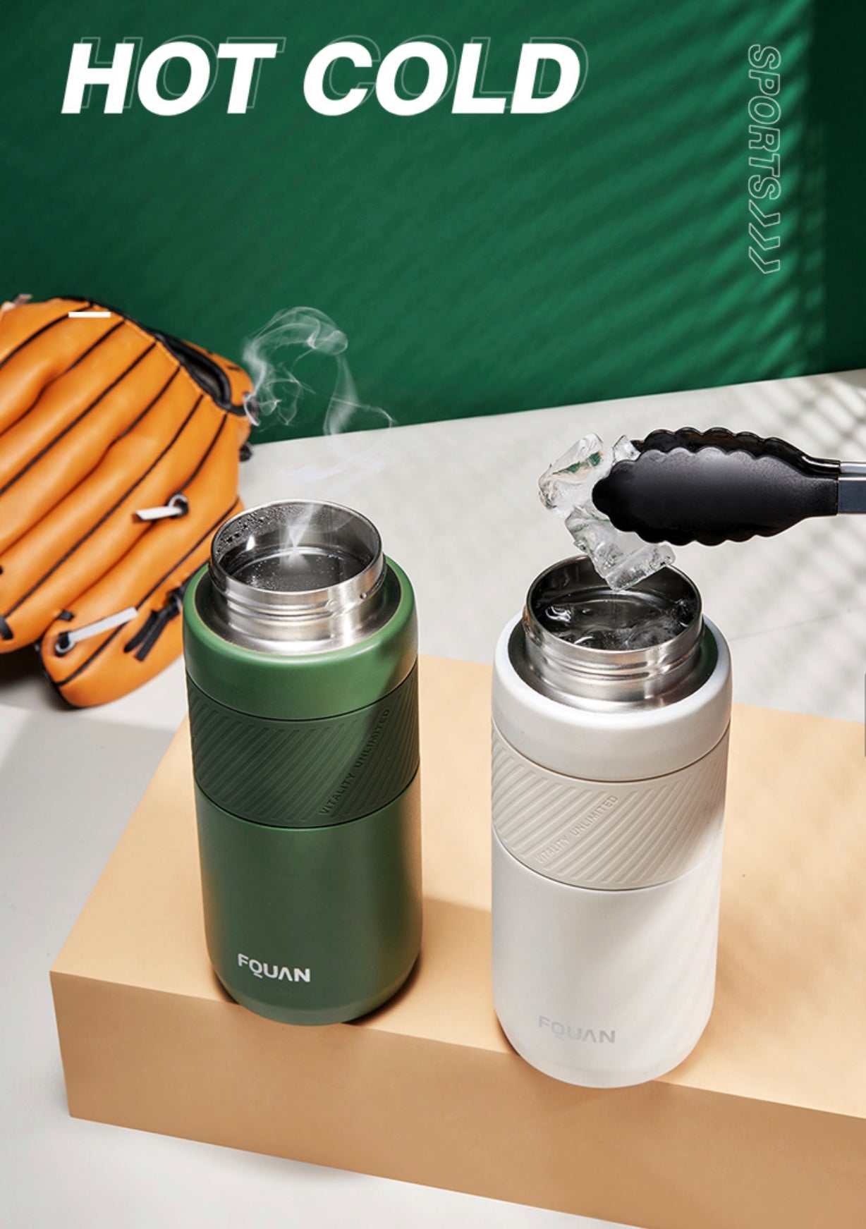 Durable vacuum flask 660ml in green and white, perfect for keeping drinks hot or cold.